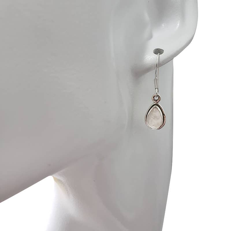 Rose Quartz Silver Dangle Earrings - Sugar River Shoppe