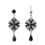 Art Deco Black and Crystal Teardrop Earrings: Leverback - Sugar River Shoppe