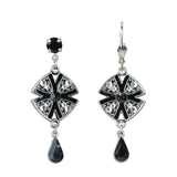 Art Deco Black and Crystal Teardrop Earrings: Leverback - Sugar River Shoppe