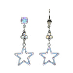 Aurora Celestial Star Iridescent Crystal Drop Earrings: Leverback - Sugar River Shoppe