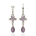 Lavender Glass Stone Drop Earrings: Leverback - Sugar River Shoppe