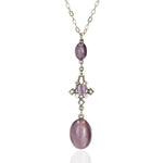Lavender Glass Stone Elongated Drop Necklace - Sugar River Shoppe