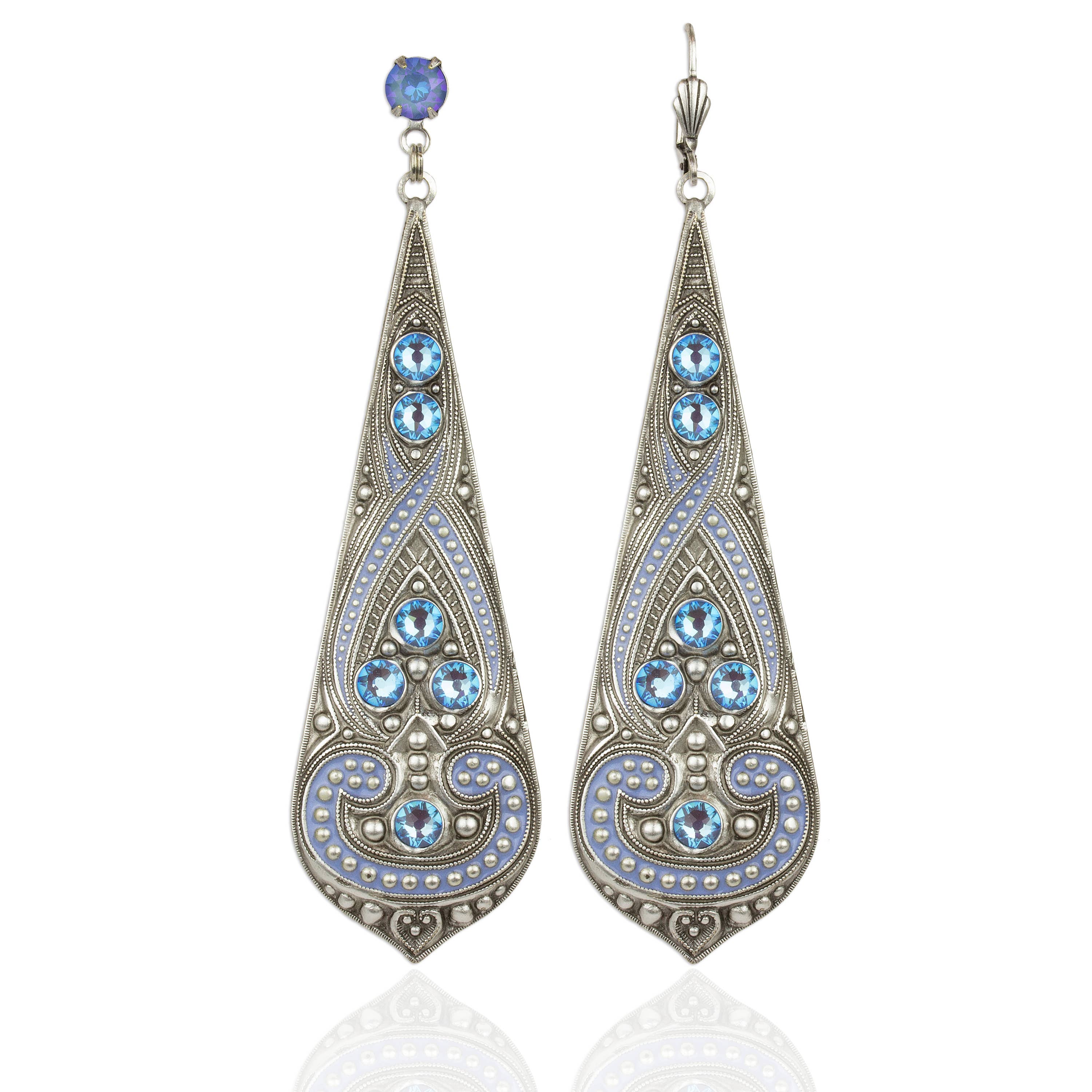 Pratima  Crystal Earrings: Leverback - Sugar River Shoppe
