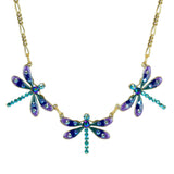 Purple & Iridescent Green Dragonfly Collar Crystal Necklace - Sugar River Shoppe