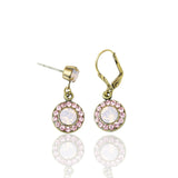 Rose Opal Halo Crystal Drop Earring: Leverback - Sugar River Shoppe