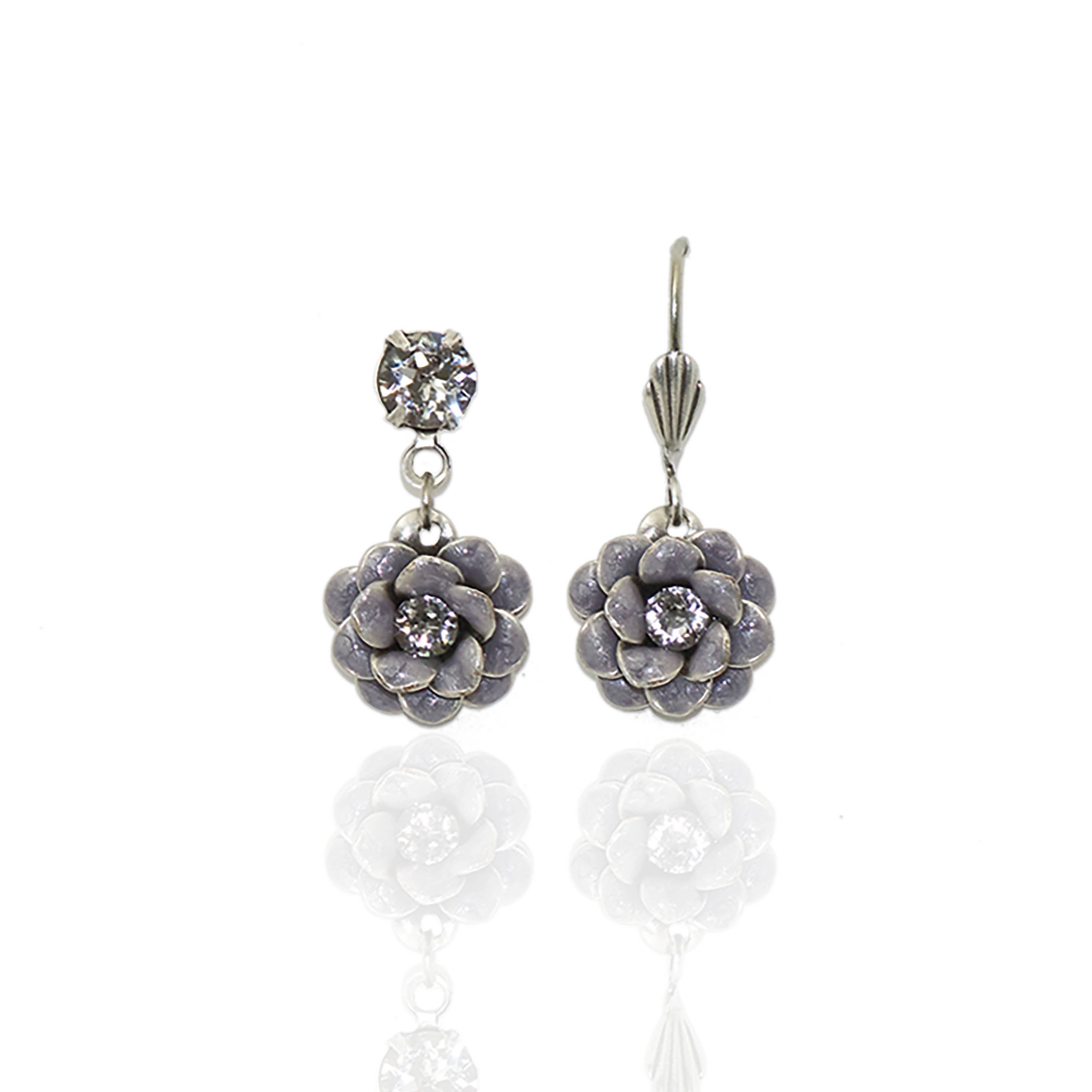 Rosette Crystal Earrings: Leverback - Sugar River Shoppe