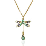 Small Pastel Pavé Crystal Drop Dragonfly Necklace - Sugar River Shoppe