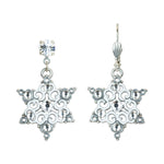 Stellar Scroll Snowflake Crystal Earrings: Leverback - Sugar River Shoppe