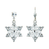 Stellar Scroll Snowflake Crystal Earrings: Leverback - Sugar River Shoppe
