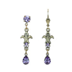 Timeless Romantic Purple Teardrop Crystal Earrings: Leverback - Sugar River Shoppe