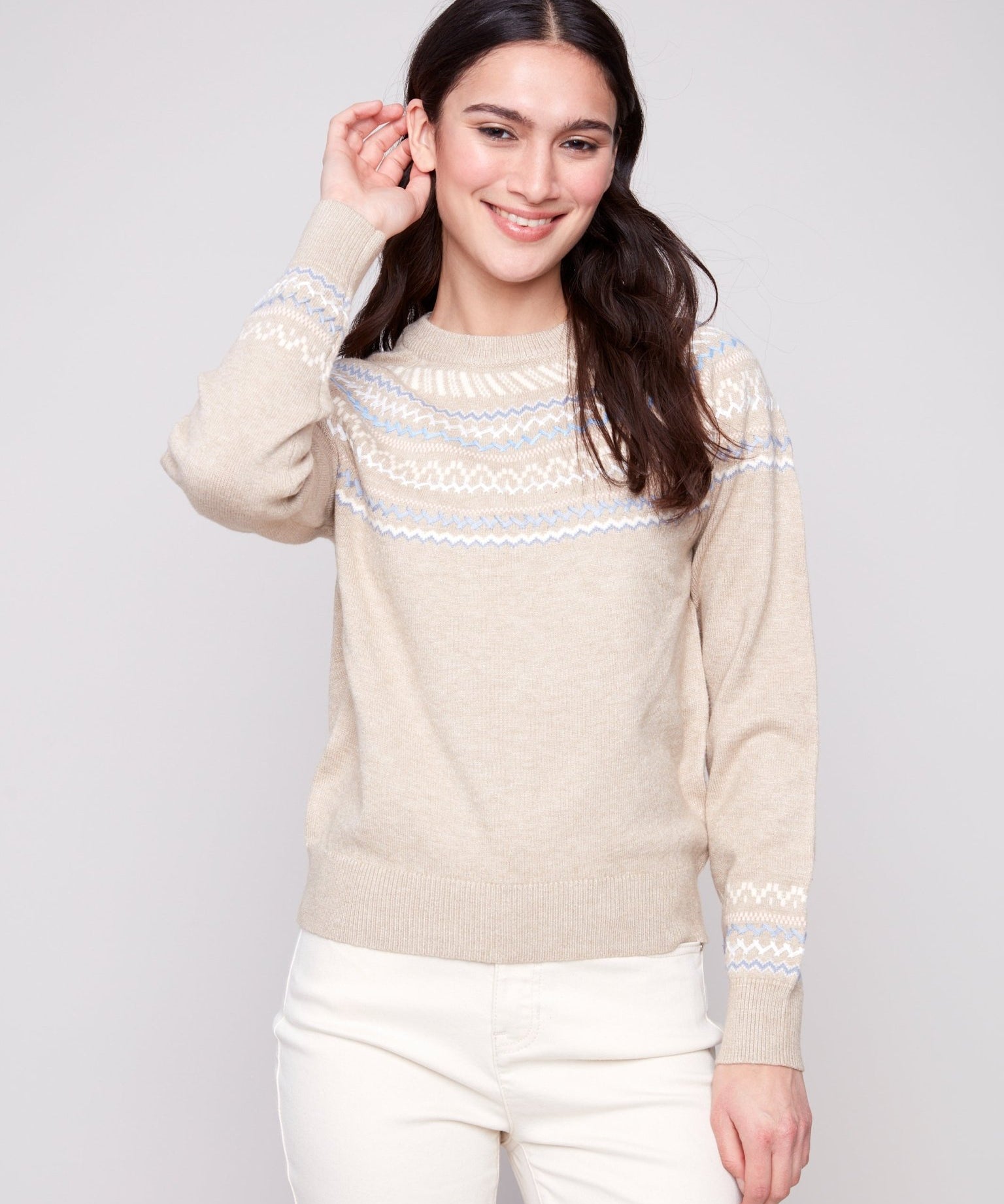 Apres Ski Jacquard Crew Neck Sweater - Charlie B - 690178688379 - Sugar River Shoppe - 