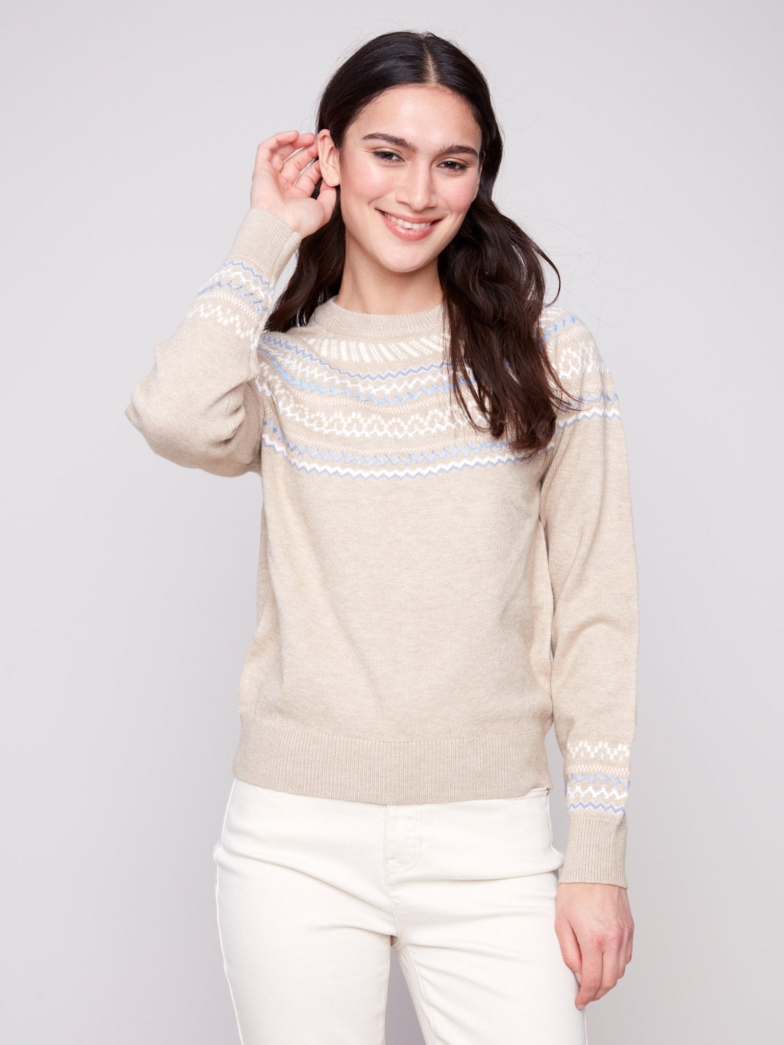 Apres Ski Jacquard Crew Neck Sweater - Charlie B - 690178688379 - Sugar River Shoppe - 