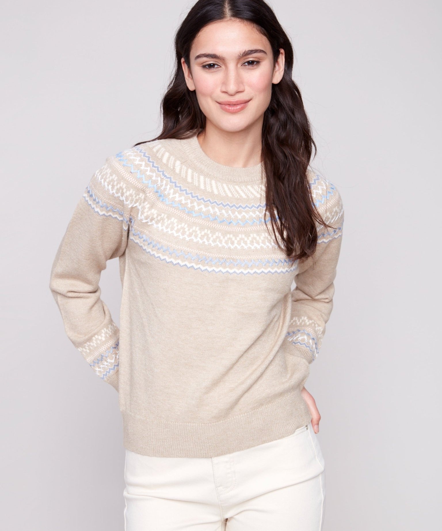 Apres Ski Jacquard Crew Neck Sweater - Charlie B - 690178688379 - Sugar River Shoppe - 