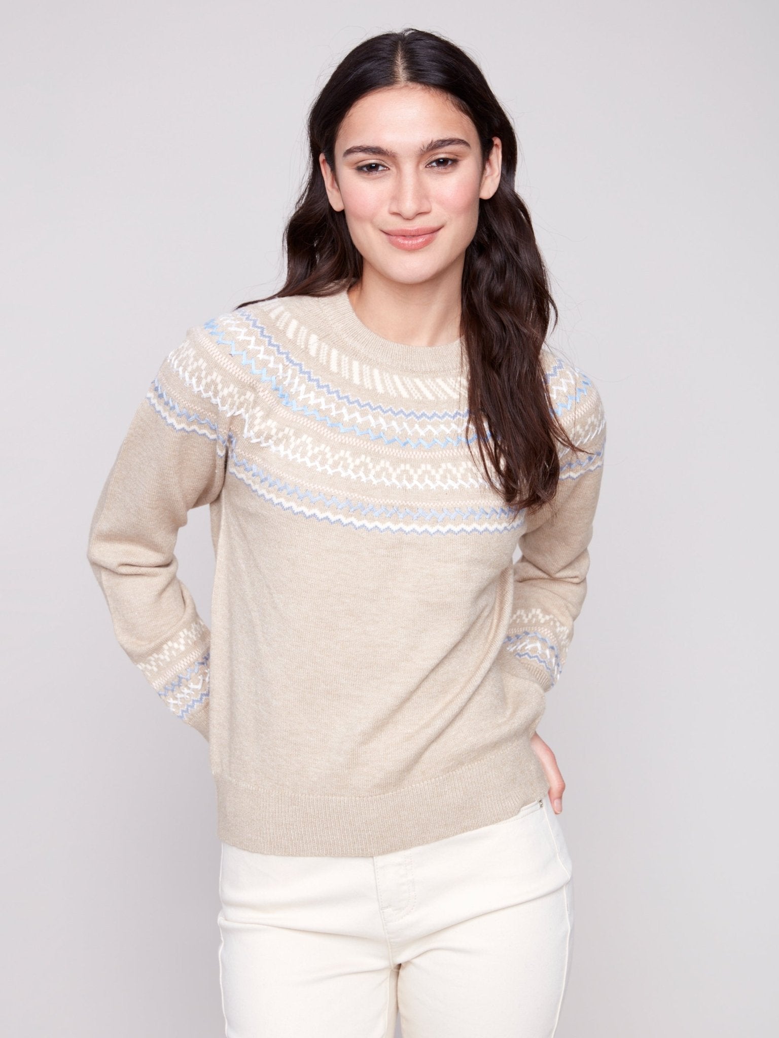 Apres Ski Jacquard Crew Neck Sweater - Charlie B - 690178688379 - Sugar River Shoppe - 