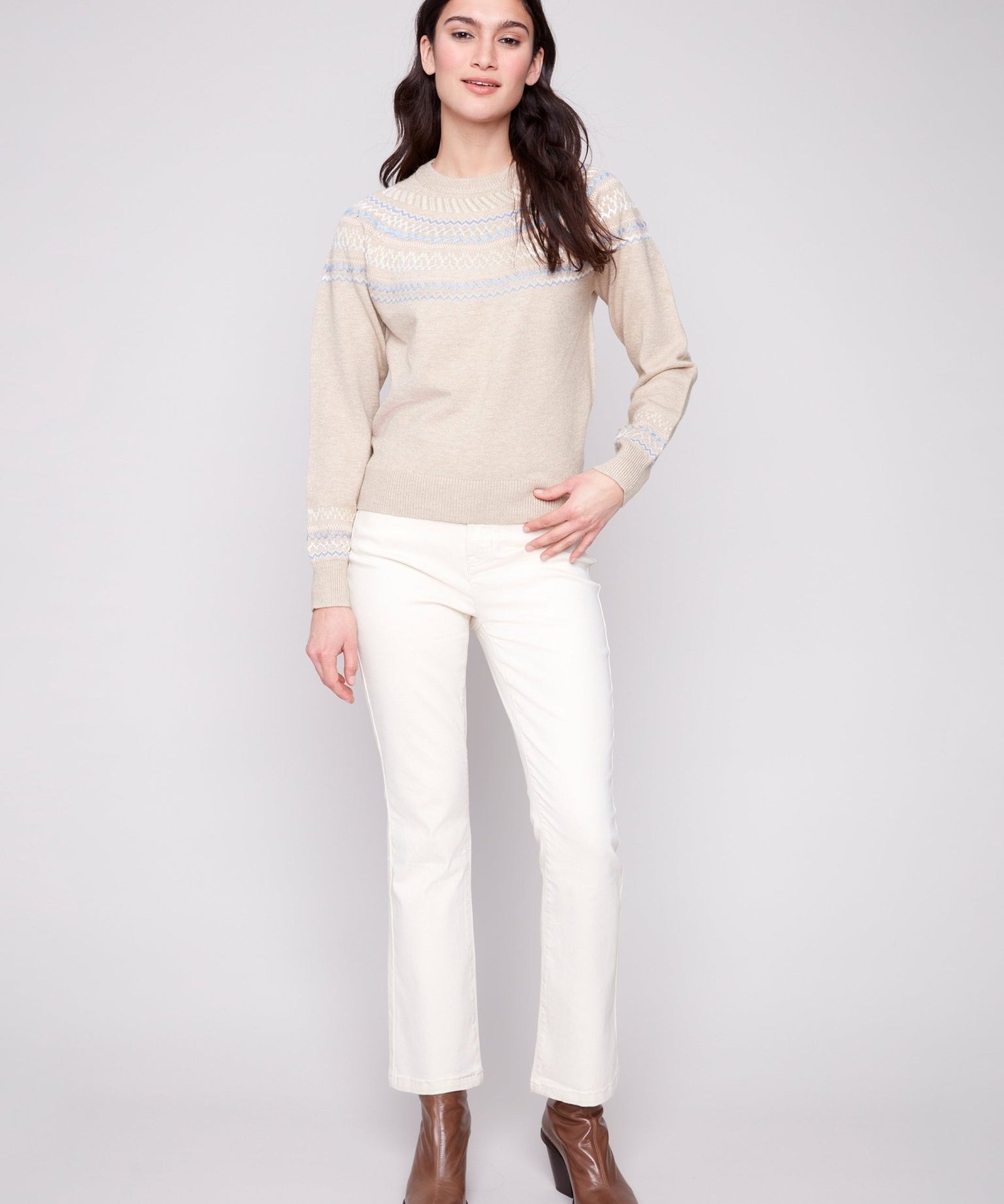 Apres Ski Jacquard Crew Neck Sweater - Charlie B - 690178688379 - Sugar River Shoppe - 
