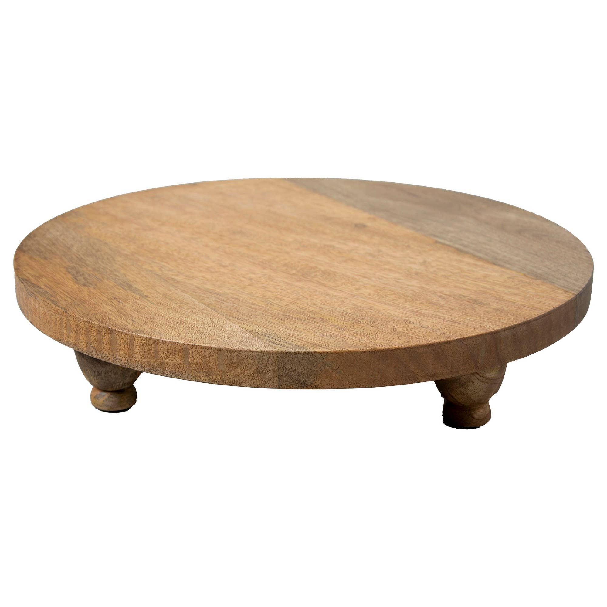 Artisan Wood 16" Round Natural Mango Wood Footed Board - Heritage Lace - 734573152810 - Sugar River Shoppe - 
