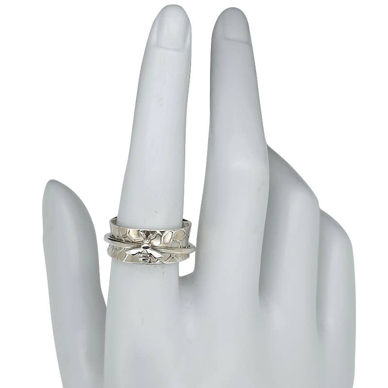 Sterling Silver Bee Spinner Ring - Sugar River Shoppe