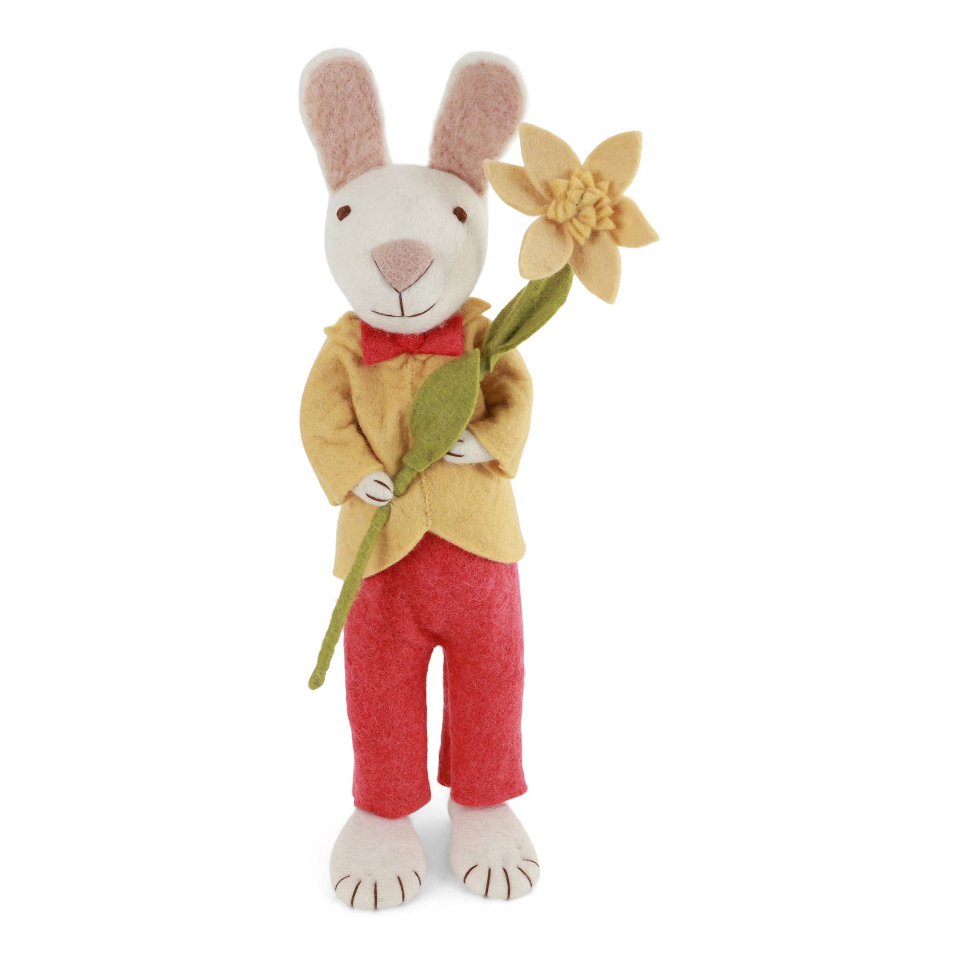 X-Large White Bunny w/Yellow Jacket & Narcissus Flower