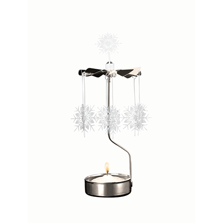 Rotary Candleholder White Snowflake with tea light - Sugar River Shoppe