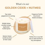GoldenCider + Nutmeg - 3 Wick Clear Glass Tumbler Soy Candle