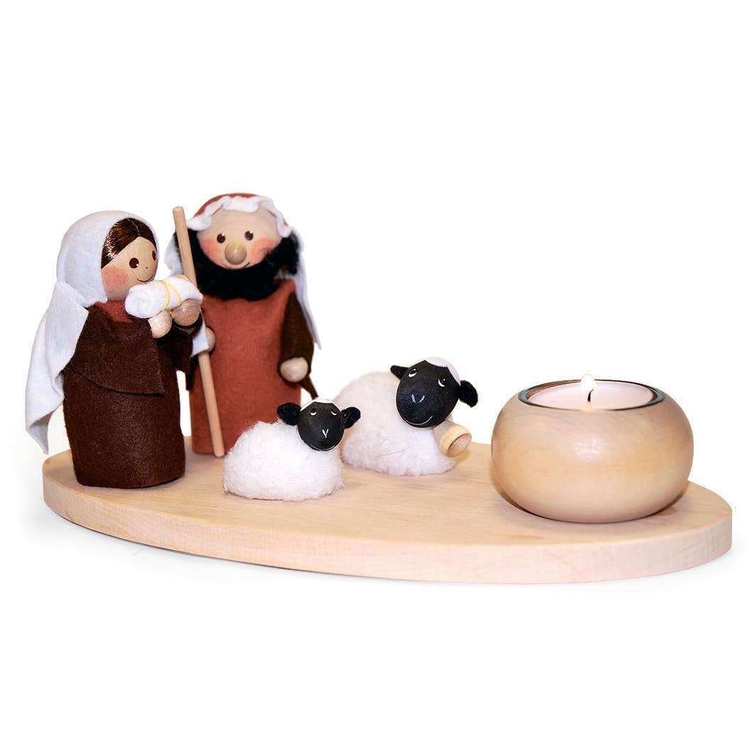 Nativity set, Candle holder, Handmade Christmas decor - Sugar River Shoppe