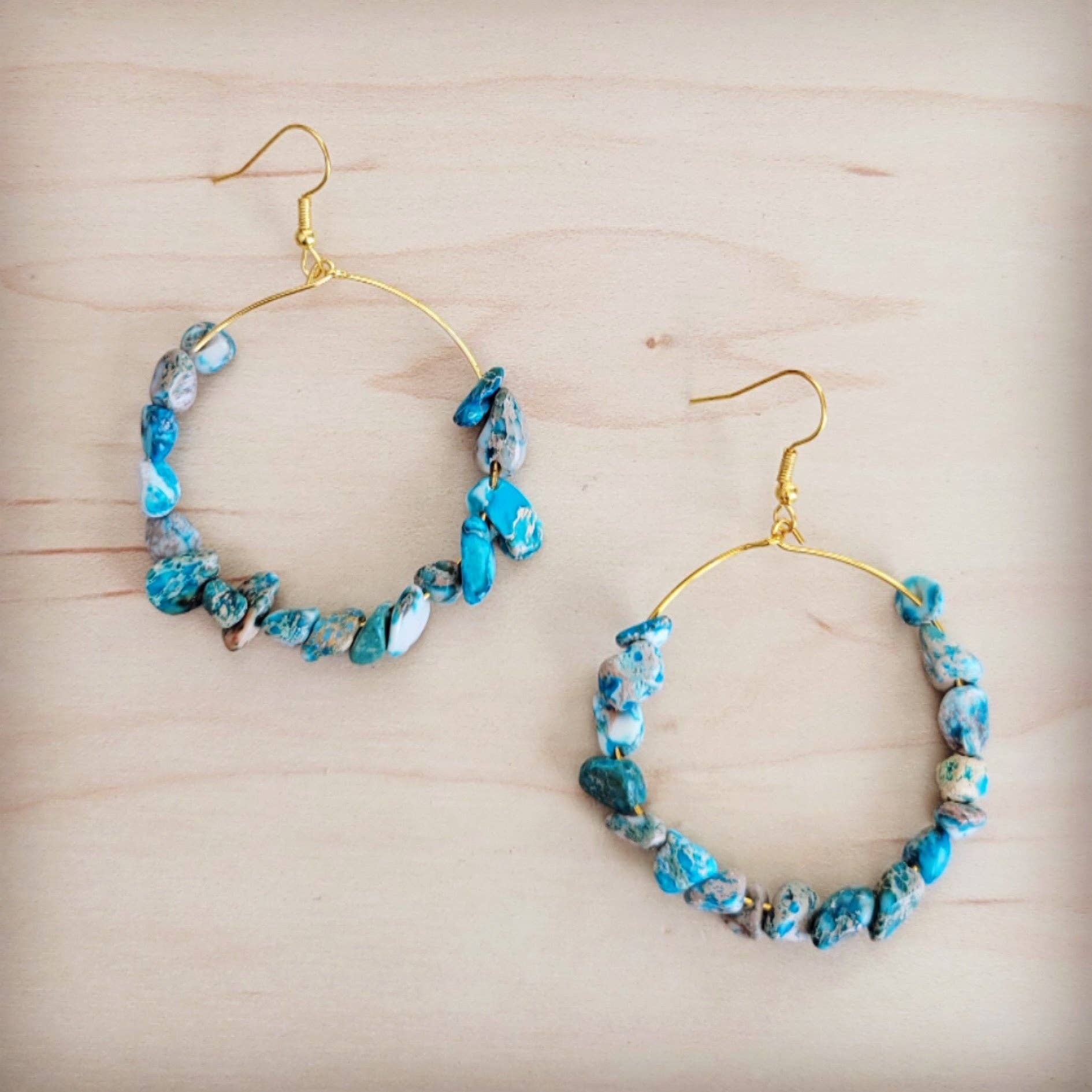 Beaded Hoop Earrings - Genuine Regalite Jasper - The Jewelry Junkie - 676327721739 - Sugar River Shoppe - 