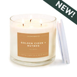 GoldenCider + Nutmeg - 3 Wick Clear Glass Tumbler Soy Candle
