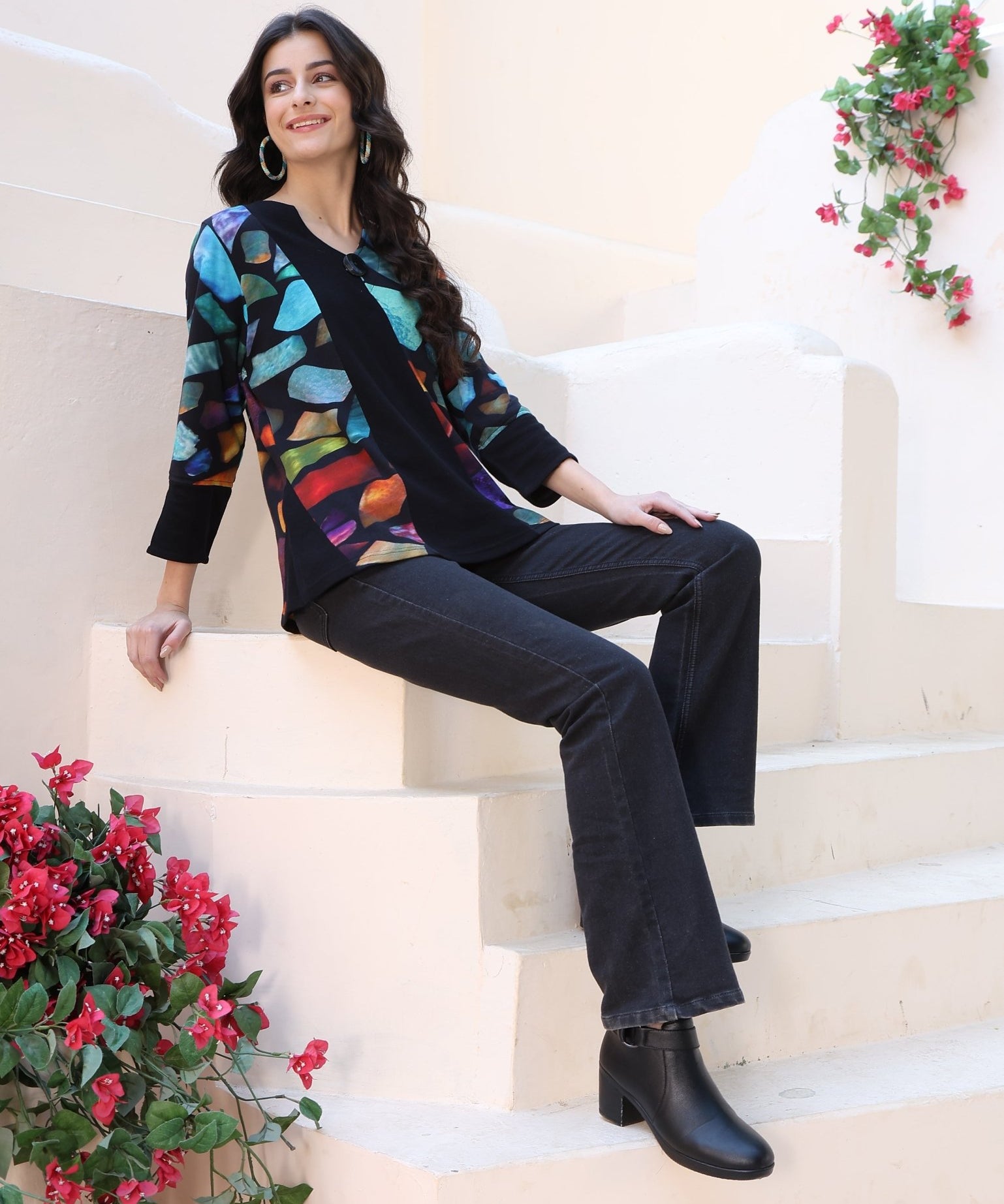 Bebe V - Neck Top - Parsley and Sage - 91713576 - Sugar River Shoppe - 