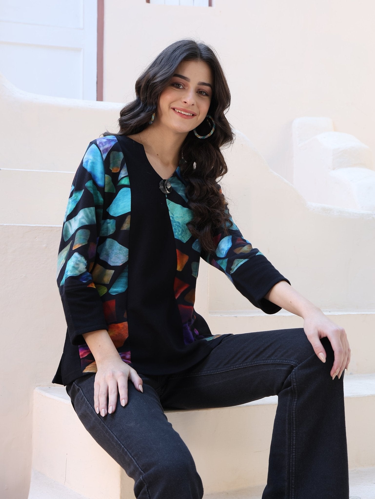 Bebe V - Neck Top - Parsley and Sage - 91713576 - Sugar River Shoppe - 