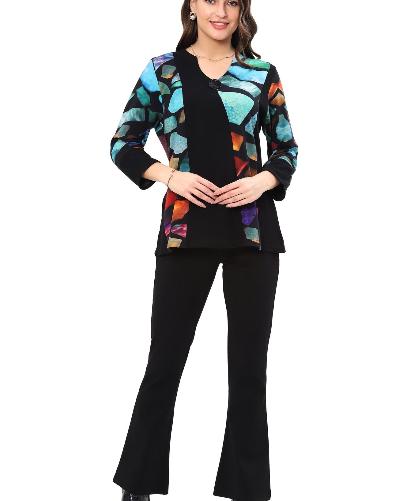Bebe V - Neck Top - Parsley and Sage - 91713576 - Sugar River Shoppe - 
