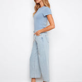 Belted Cropped Wide Leg Jeans - Bleach Blue - Charlie B - 690178765759 - Sugar River Shoppe - 