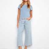 Belted Cropped Wide Leg Jeans - Bleach Blue - Charlie B - 690178765759 - Sugar River Shoppe - 