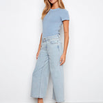 Belted Cropped Wide Leg Jeans - Bleach Blue - Charlie B - 690178765759 - Sugar River Shoppe - 