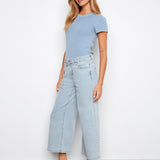 Belted Cropped Wide Leg Jeans - Bleach Blue - Charlie B - 690178765759 - Sugar River Shoppe - 