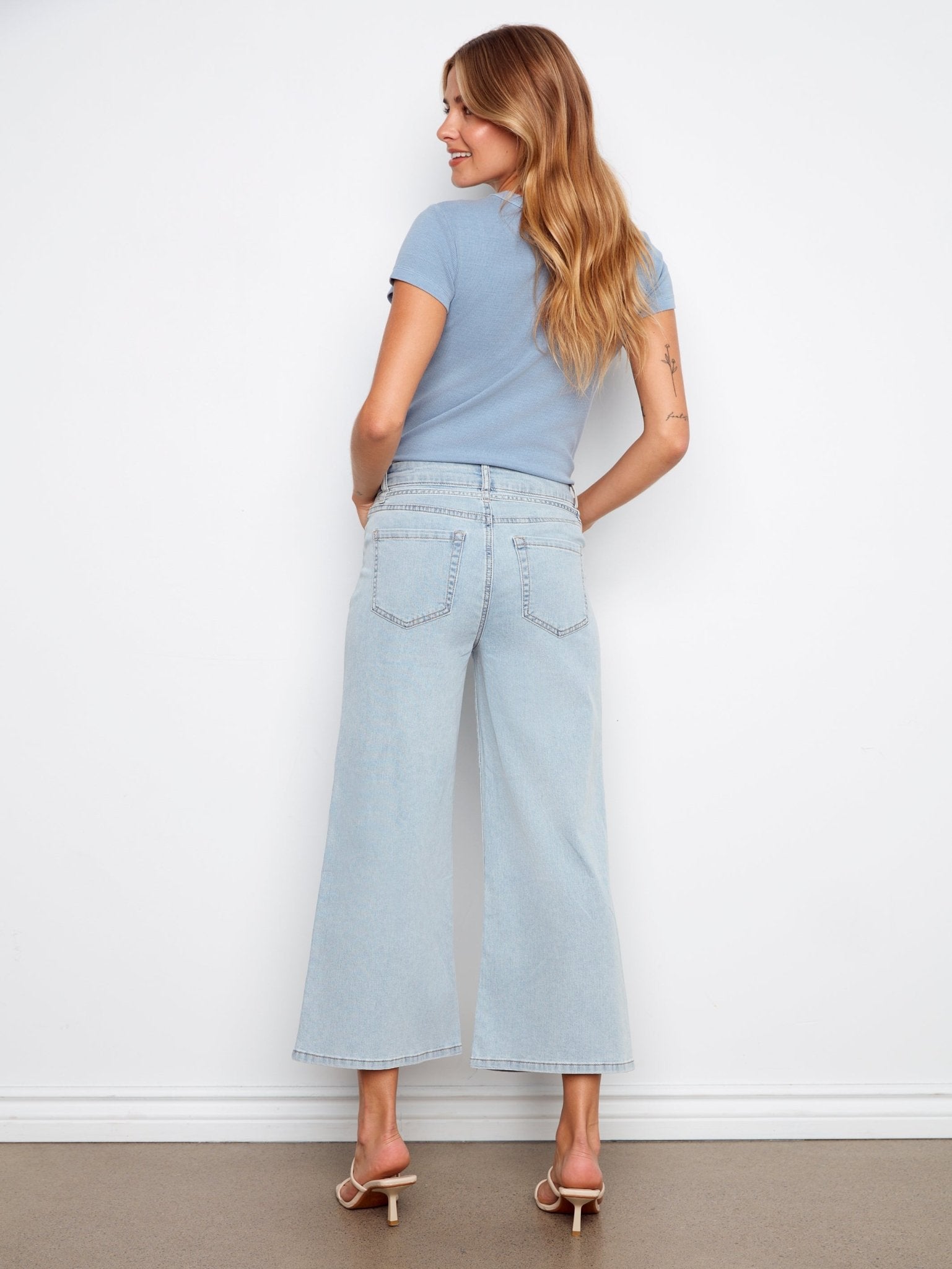 Belted Cropped Wide Leg Jeans - Bleach Blue - Charlie B - 690178765759 - Sugar River Shoppe - 