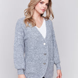Boucle Knit Long Cardigan With Front Button - Charlie B - 690178548406 - Sugar River Shoppe - 
