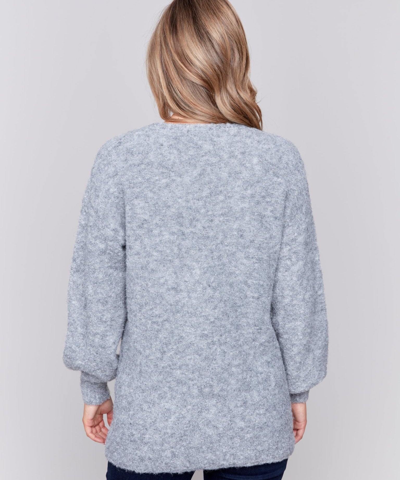 Boucle Knit Long Cardigan With Front Button - Charlie B - 690178548406 - Sugar River Shoppe - 
