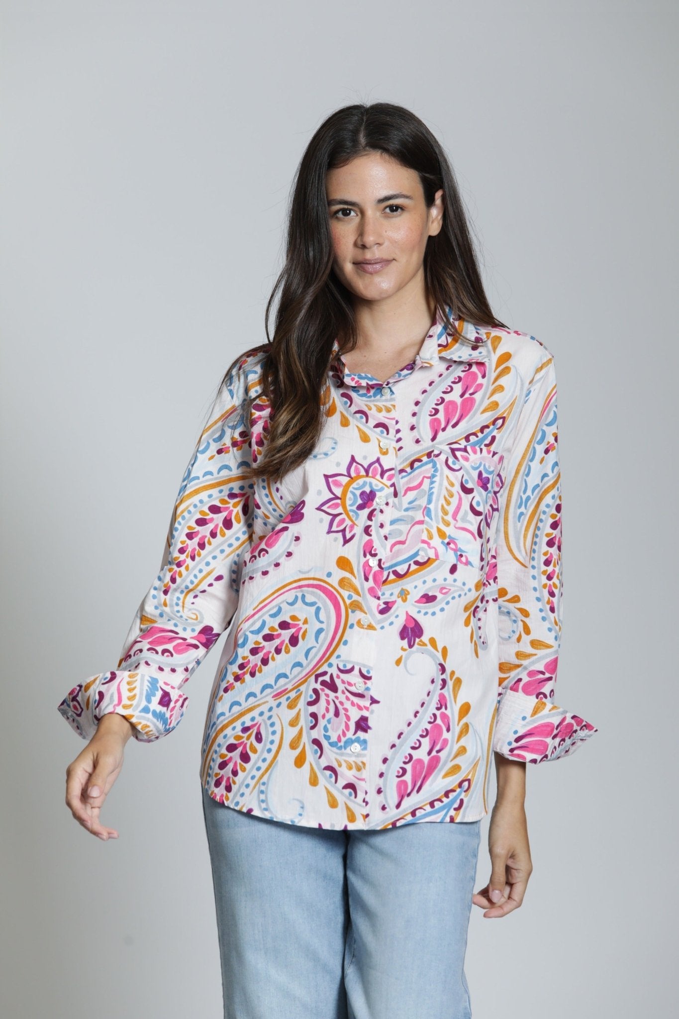 Boyfriend Button Up Shirt - Paisley Daze - APNY -  - Sugar River Shoppe - 