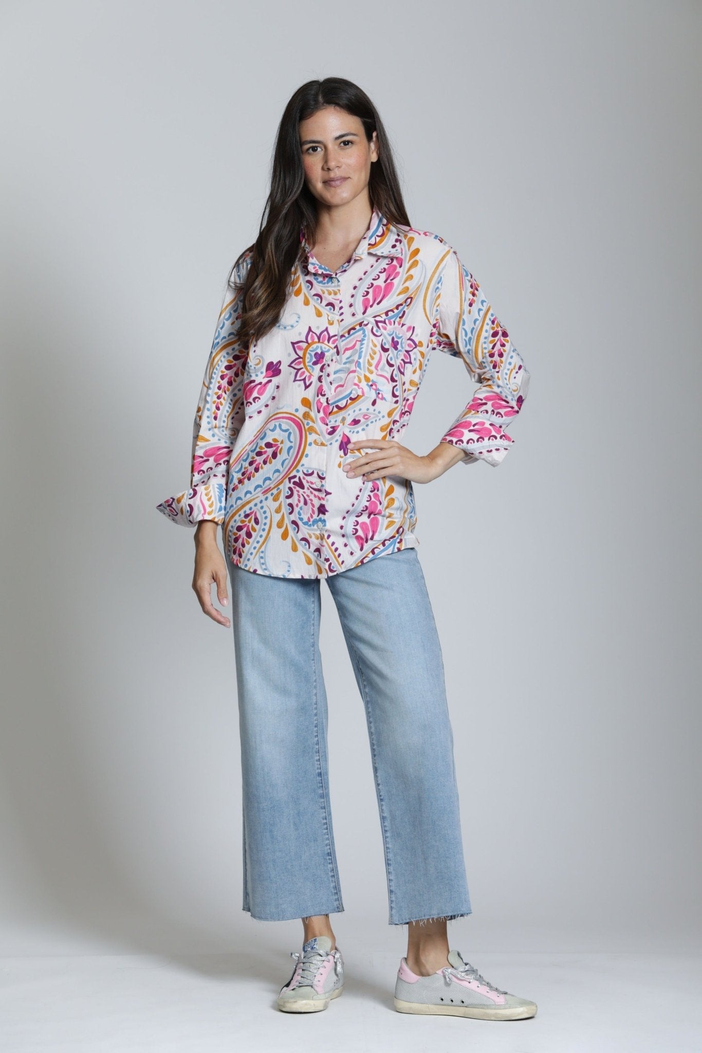 Boyfriend Button Up Shirt - Paisley Daze - APNY -  - Sugar River Shoppe - 