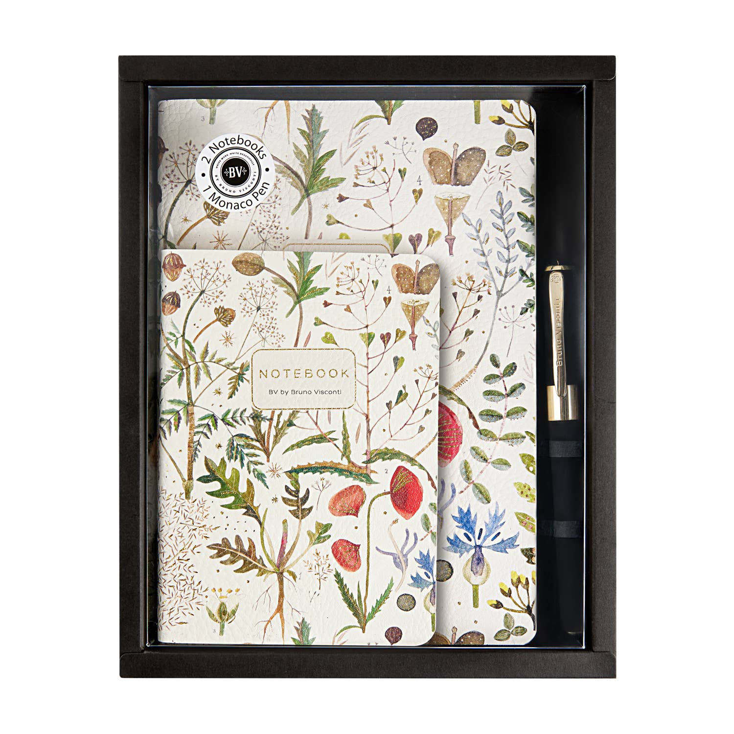 3 Piece Gift Set Greens and Flowers 2 Notebooks + Monaco Pen - Sugar River Shoppe