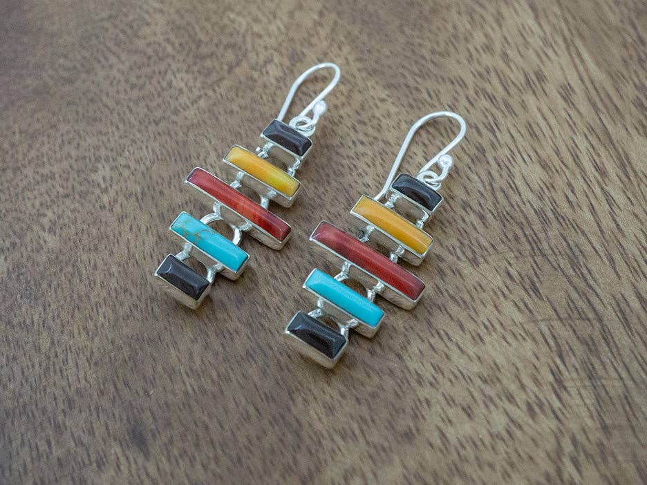 Stacked Tejano Bars Earring: Multi