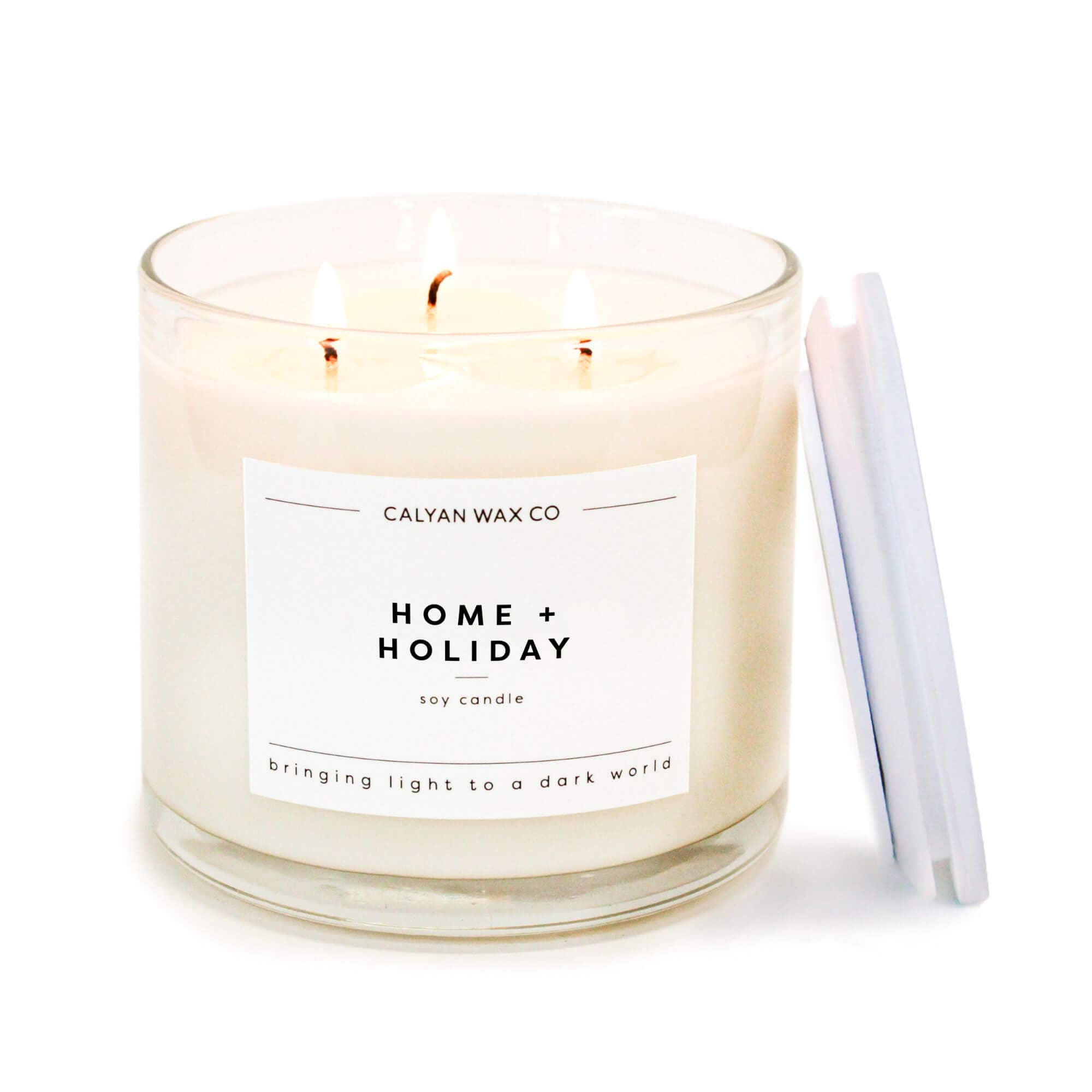 Home + Holiday - 3 Wick Clear Glass Tumbler Soy Candle - Sugar River Shoppe