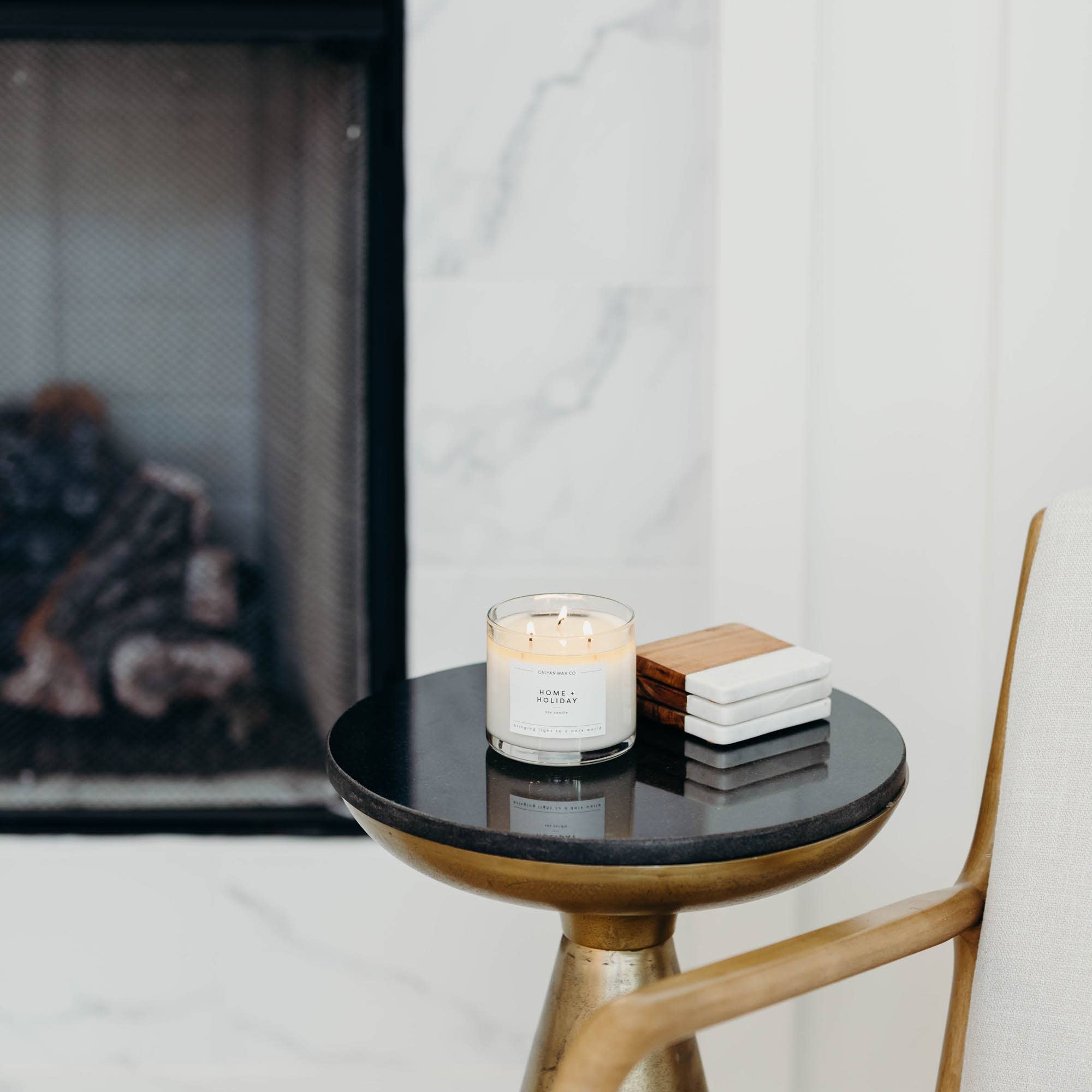 Home + Holiday - 3 Wick Clear Glass Tumbler Soy Candle - Sugar River Shoppe