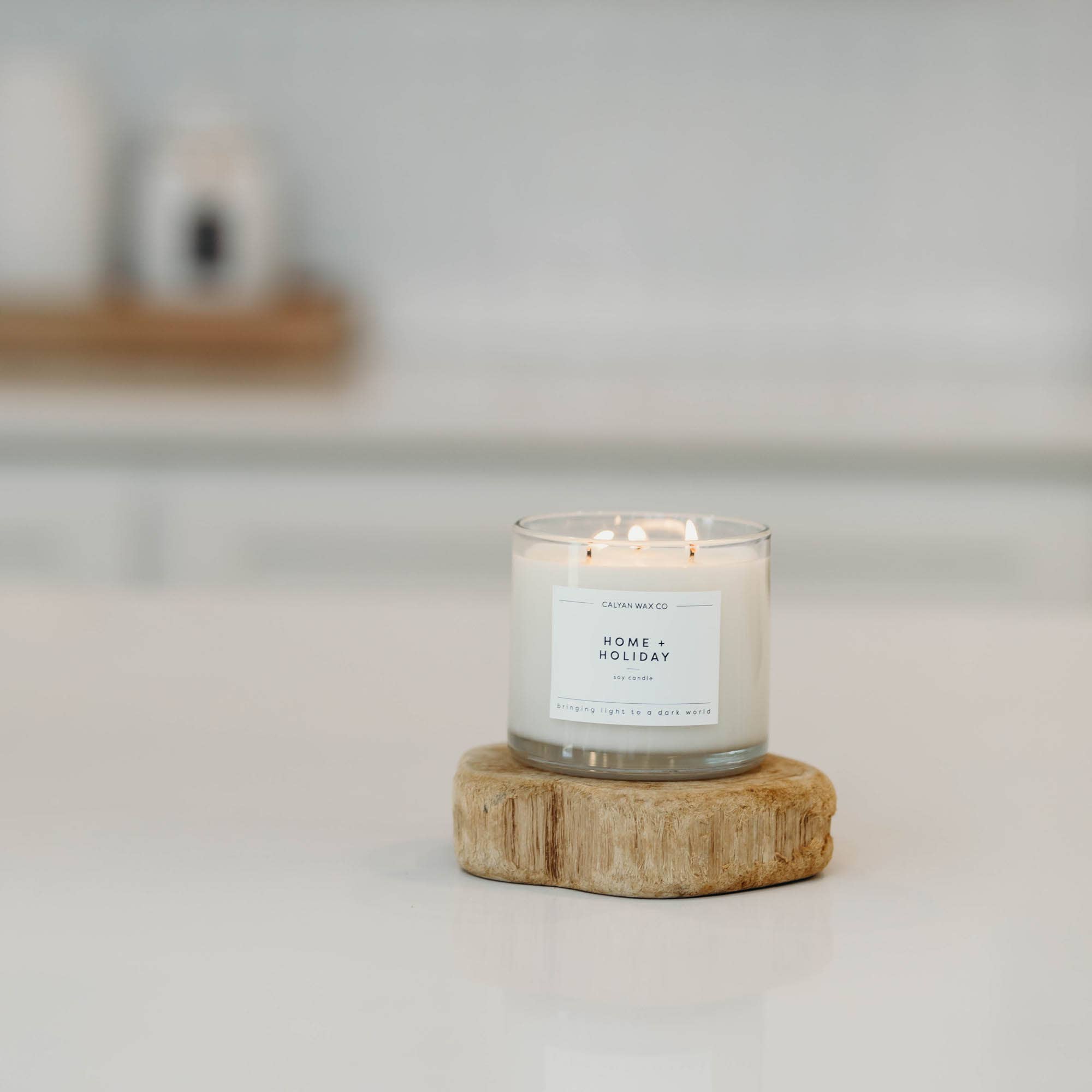 Home + Holiday - 3 Wick Clear Glass Tumbler Soy Candle - Sugar River Shoppe
