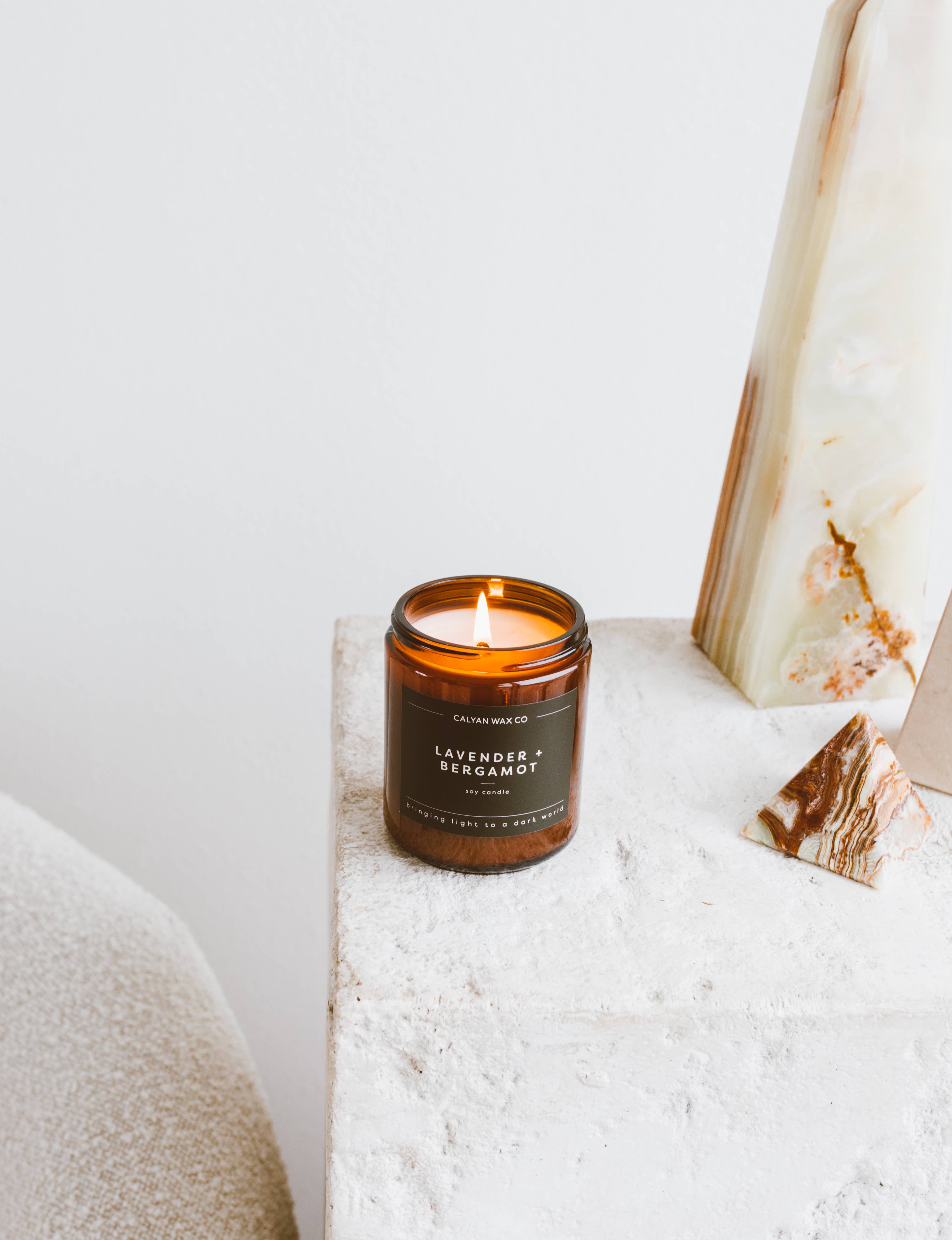 Lavender + Bergamot - Amber Jar Soy Candle - Sugar River Shoppe