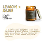 Lemon + Sage - Amber Jar Soy Candle - Sugar River Shoppe