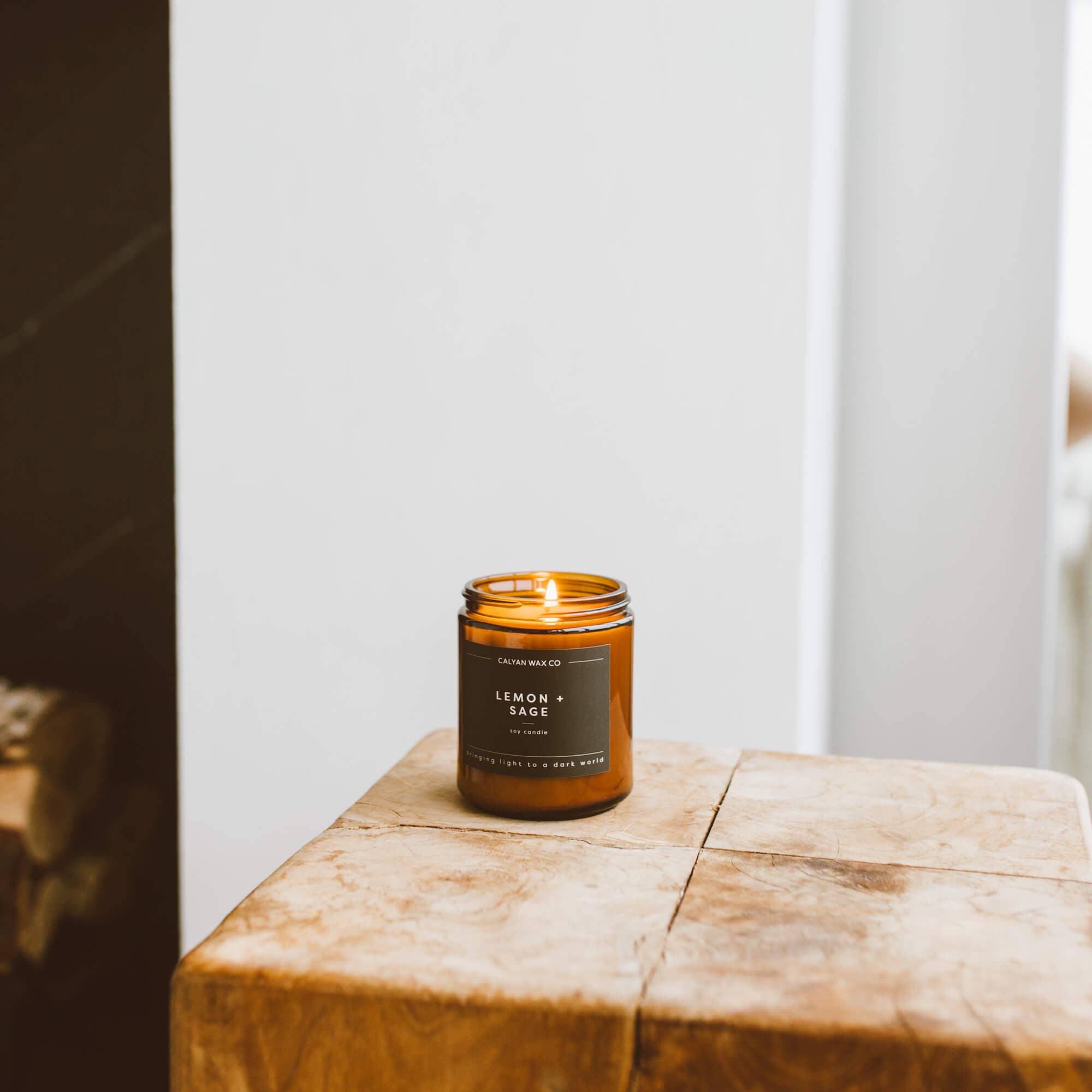 Lemon + Sage - Amber Jar Soy Candle - Sugar River Shoppe