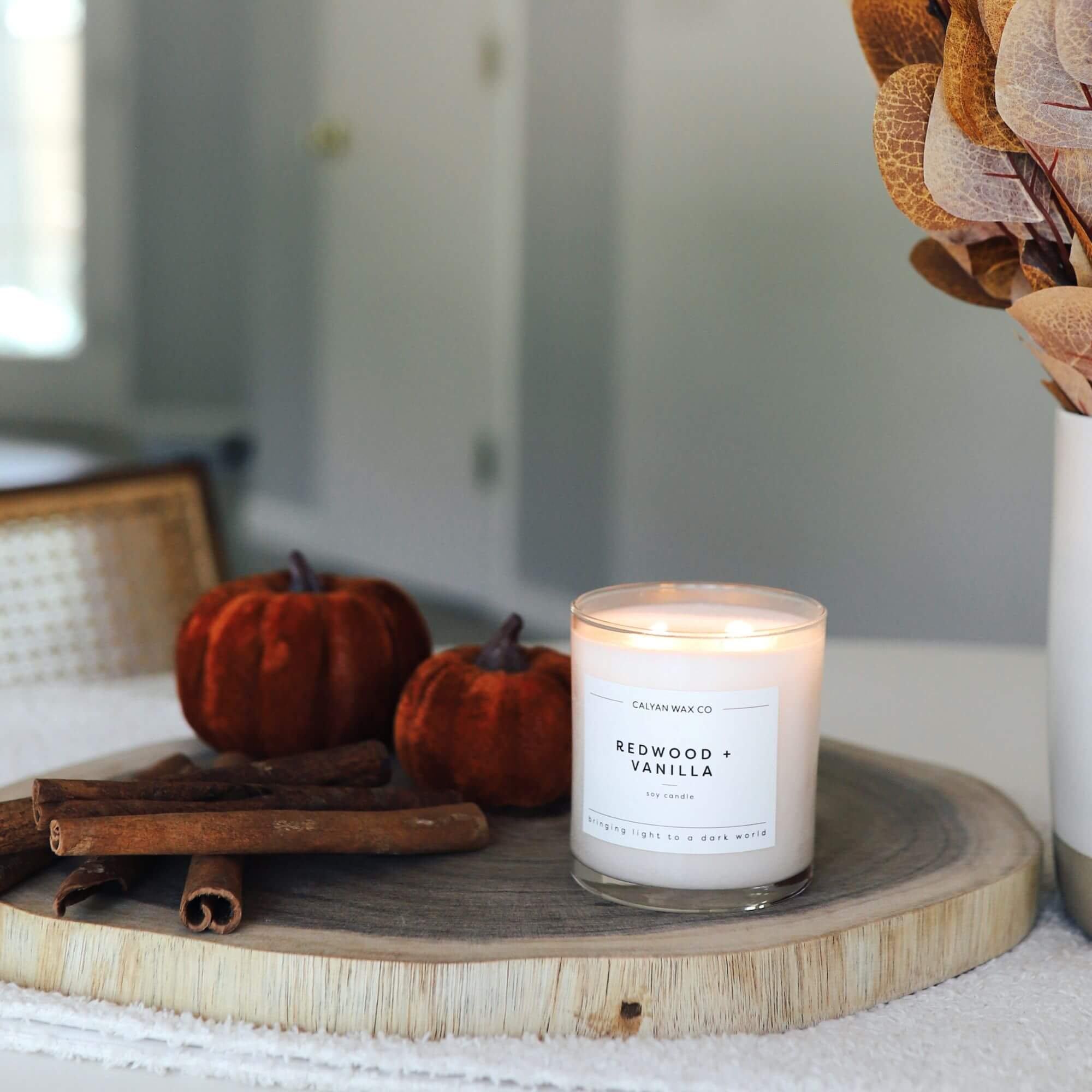 Redwood + Vanilla - Glass Tumbler Soy Candle - Sugar River Shoppe