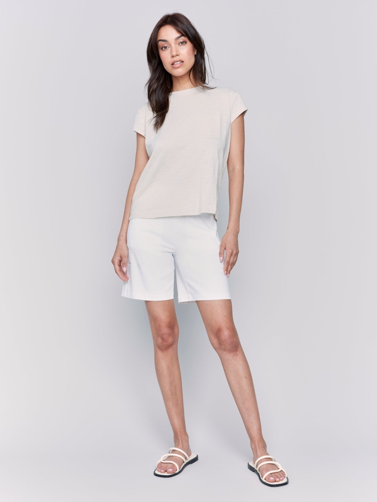 Cap Sleeve Tee with Chest Pocket Detail - Charlie B - 690178601910 - Sugar River Shoppe - 
