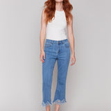 Cropped Jeans with Fringed Hem - Sugar River Shoppe